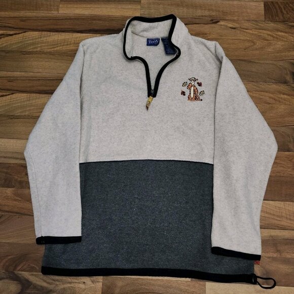 Vtg Disney Winnie The Pooh Tiger Embroidered 1/4 Zip Fleece Pullover Size Medium - Picture 2 of 11
